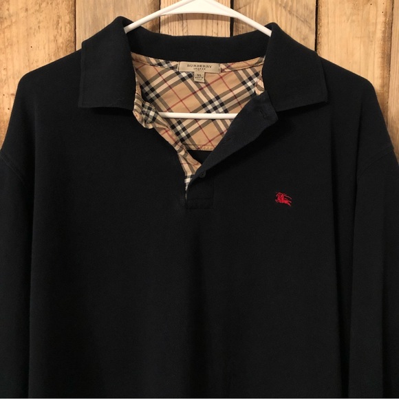 Burberry Other - 🎉HOST PICK🎉 Burberry Black Pique Nova Check Long Sleeve Polo Made In England